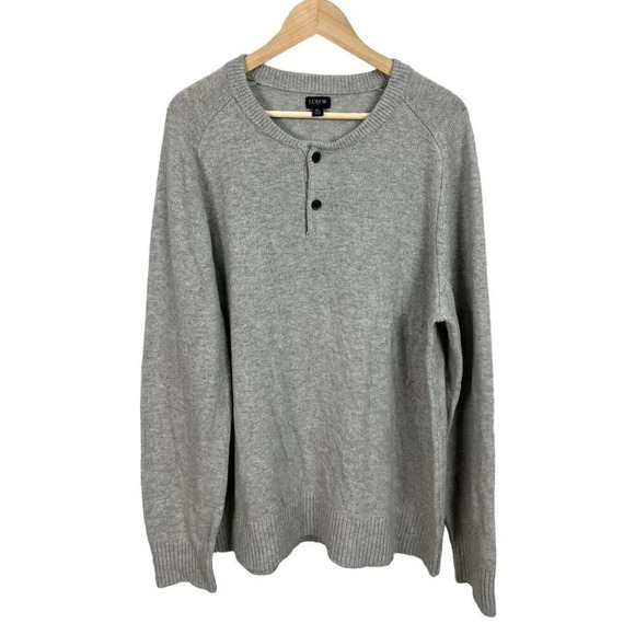 J. Crew Factory Lambswool-Blend Henley Sweater Gray Size XL AP644 Men’s - Picture 2 of 7